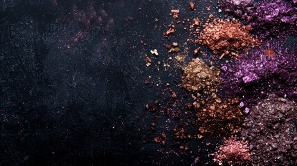   A tight shot of a food item on a table, adorned with purple and golden sprinkles