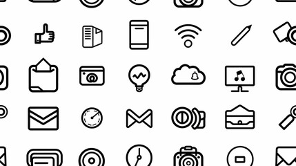 seamless pattern of social media icons on a white background.