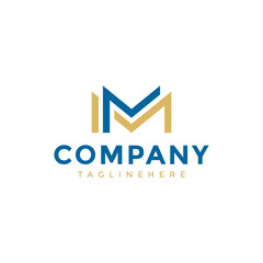 Vector minimalist line of letter M logo design, monogram logo design template
