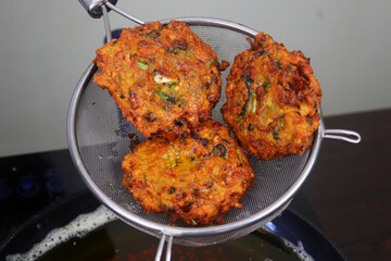 Golden-crisp vegetable cutlets and delicious vegetable pakoras are made with freshly chopped...