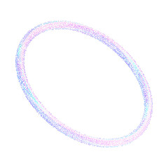 Circle pearlescent 3d shapes. Geometric holographic figures with a noise hologram gradient of dots. Grain pink blue gradation texture. Vector illustration of tube, torus