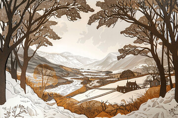 Scottish Highlands a panoramic paper cut masterpiece weaving natural beauty with UKs iconic landscapes 