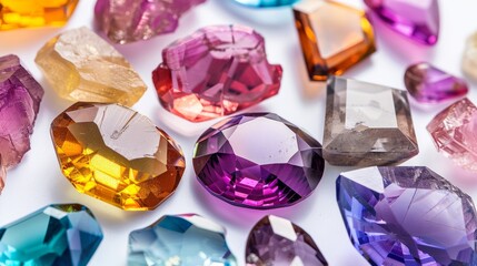 Fototapeta premium Gemstones in contrast with light backgrounds generative ai