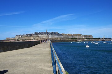 The medieval city of St Malo in Brittany in France, in Europe