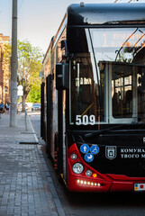 Fototapeta premium Communal transport. Trolleybus on a street