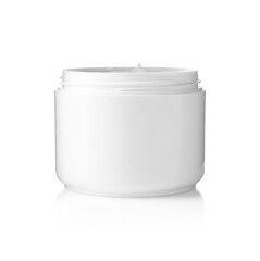 Jar of body care cream isolated on white