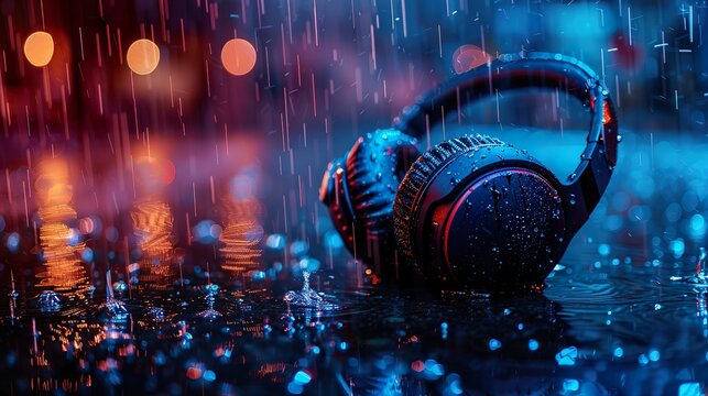 World music day banner with headset headphones on abstract colorful dust background. Music day event and musical instruments colorful design