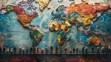 Photo realistic as Team Collaboration Across Cultures concept as Diverse team members collaborate on a project showcasing effective cross cultural communication and teamwork. in  P