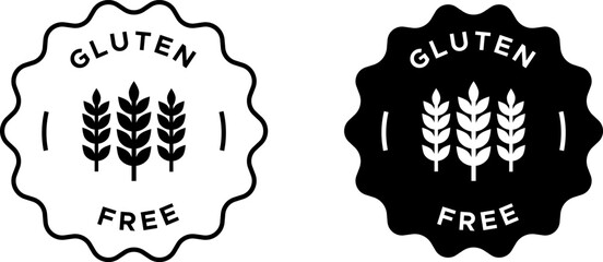 Gluten free label vector set. No gluten icon