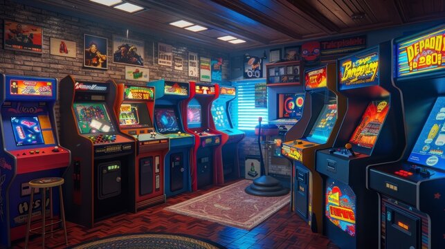 retro arcade room with video machines