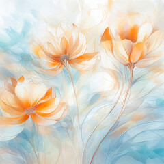 Obraz premium Watercolor background with colorful flowers. Flower of spring. 