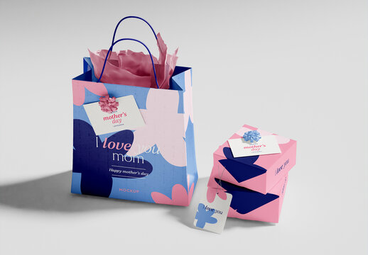 Bag and Boxes Packaging Design Mockup