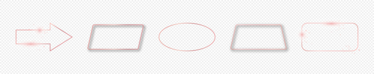 Rose gold glowing different geometric shape frame