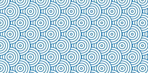 Overlapping Pattern Minimal diamond geometric waves spiral and abstract circle wave line. blue color seamless tile stripe geometric create retro square line backdrop pattern background.