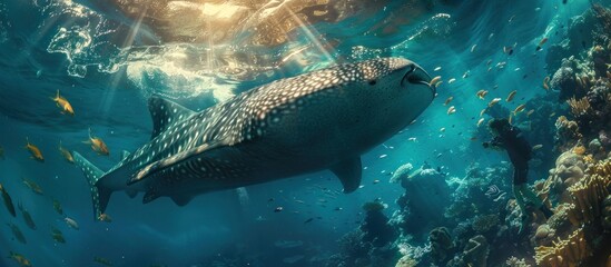 Spotted whales swim underwater