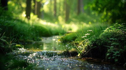 Forest stream during summer.