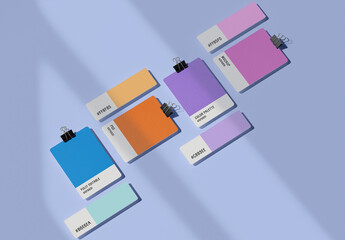 Top View of Color Palette Cards Mockup