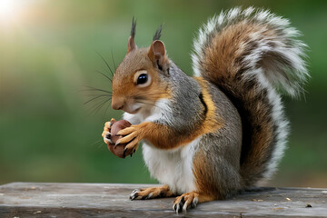 Obraz premium squirrel eating nut