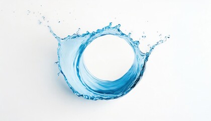 Rounded splash of blue water isolated on white background 