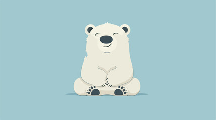 happy polar bear sitting cartoon flat Vector style vector