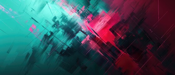 abstract futuristic cyberspace ruby maroon teal color background