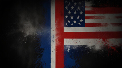 Flag of united states made with colorful powder splashes isolated on black background high quality