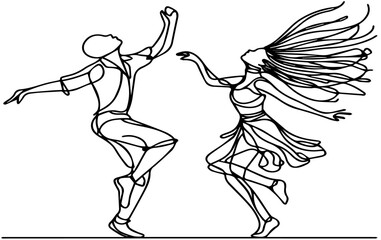 Latin American dances , vector, sketch, male and female , dancers, couple