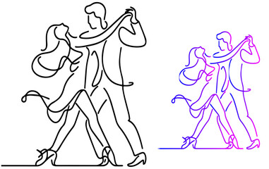 One Line Drawing Tango Dancers Illustrations & Vectors