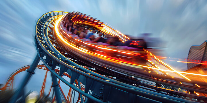  long exposure photography of rollercoaster going fast