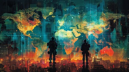 Craft an image portraying the global security landscape