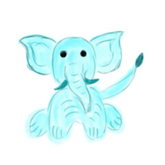 Cute blue baby elephant watercolor 