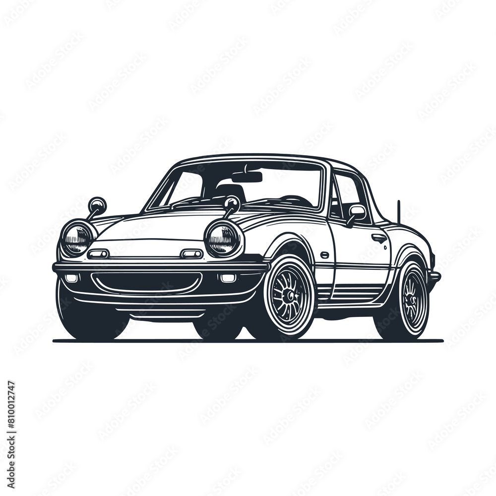 Poster  The 1960s sport car black white vector isolated. 