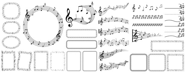 set of music note frame and line divider