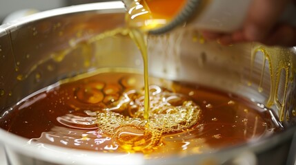 Mix the caustic soda solution and oils generative ai