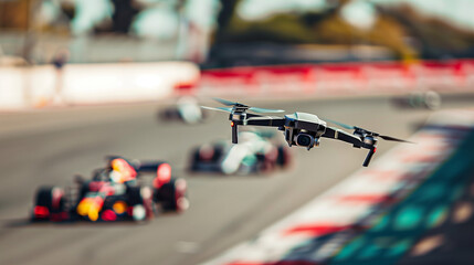 Drone Capturing Racing Cars at High Speed on Formula Circuit