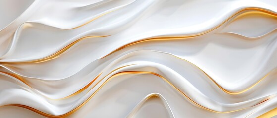 minimalistic abstract background with white 3d paper waves banner with gold sapphire marigold glossy soft wavy embossed texture