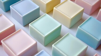 Square soaps in pastel colors generative ai