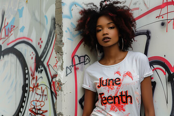 woman with graffiti june teenth