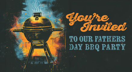 invite to an annual summer bbq party, fathers day grill, festive, food, bbq, bar-b-q, cooking, summer time