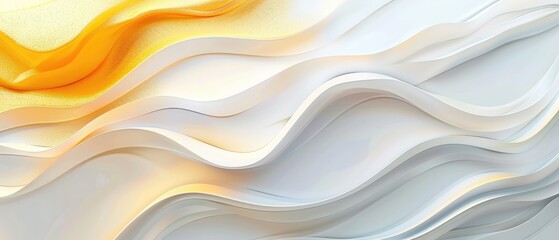 Obraz premium white 3d paper waves banner showcases a unique combination of gold, sapphire, and marigold colors, featuring a glossy, soft, and embossed texture.