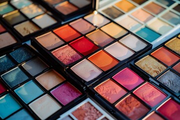 Beautiful colorful eyeshadow palette close-up,  Selective focus