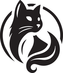 cat logo vector silhouette style and white background.
