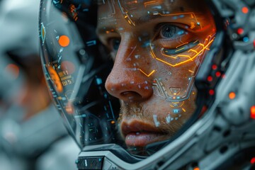 A depiction of a high-tech interface with futuristic glowing elements and a hint of an advanced control panel aesthetic