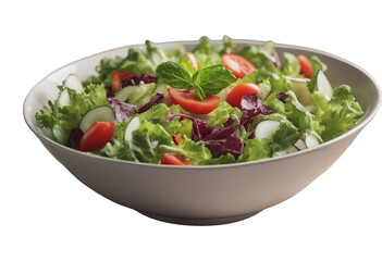 Bowl of fresh spring garden salad isolated on a transparent background