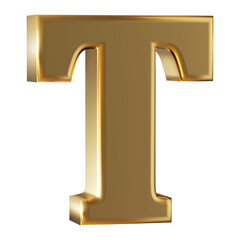 3d Font Golden Uppercase .  Letter T