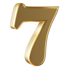7 Number Golden 3d Render