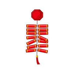 new chinese firecracker cartoon. lunar lantern, element china, money asian new chinese firecracker sign. isolated symbol vector illustration