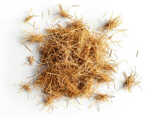 A pile of straw on a white background.
