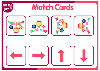 Educational worksheet for preschool children. Orientation in space. Left and right top down with cute cartoon balloons