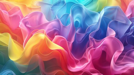 Abstract colorful gradient wave 3d rendering, chromatic dispersion and thin film spectral effect - obrazy, fototapety, plakaty